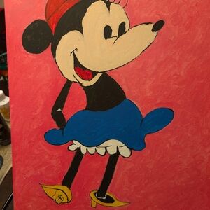 Charming Cartoon Character Canvas Art in Pink and Blue